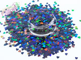 Midnight (black) Holographic 3mm heart glitter - Pixie Shapes collection