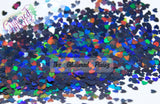 Midnight (black) Holographic 3mm heart glitter - Pixie Shapes collection