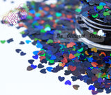 Midnight (black) Holographic 3mm heart glitter - Pixie Shapes collection
