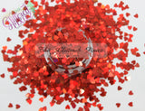 Inferno (Red) Holographic 3mm heart glitter - Pixie Shapes Collection