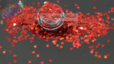 Inferno (Red) Holographic 3mm heart glitter - Pixie Shapes Collection