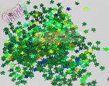 Shimmering shamrocks! Green holographic Four leaf clover glitter!