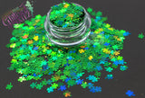 Shimmering shamrocks! Green holographic Four leaf clover glitter!