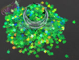 Shimmering shamrocks! Green holographic Four leaf clover glitter!