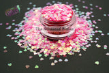 AMORE 3mm iridescent pink heart shaped glitter- Pixie Shapes