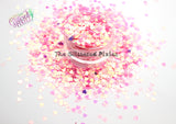 AMORE 3mm iridescent pink heart shaped glitter- Pixie Shapes