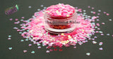 AMORE 3mm iridescent pink heart shaped glitter- Pixie Shapes