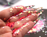 AMORE 3mm iridescent pink heart shaped glitter- Pixie Shapes