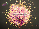 AMORE 3mm iridescent pink heart shaped glitter- Pixie Shapes