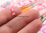 PINK SPECKLED LEAF iridescent 6mm leaf shape glitter - Back To Nature -