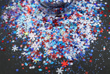 AMERICAN CHRISTMAS- Patriotic Winter glitter mix Loose Glitter for Nail art, Hair, Tumblers, Craft supply, Resin supply, Freshie Glitter