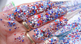 AMERICAN CHRISTMAS- Patriotic Winter glitter mix Loose Glitter for Nail art, Hair, Tumblers, Craft supply, Resin supply, Freshie Glitter