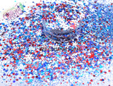 AMERICAN CHRISTMAS- Patriotic Winter glitter mix Loose Glitter for Nail art, Hair, Tumblers, Craft supply, Resin supply, Freshie Glitter