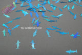 SHARK! blue holographic Shark shaped glitter 15mm