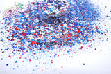 AMERICAN CHRISTMAS- Patriotic Winter glitter mix Loose Glitter for Nail art, Hair, Tumblers, Craft supply, Resin supply, Freshie Glitter