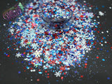AMERICAN CHRISTMAS- Patriotic Winter glitter mix Loose Glitter for Nail art, Hair, Tumblers, Craft supply, Resin supply, Freshie Glitter
