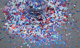 AMERICAN CHRISTMAS- Patriotic Winter glitter mix Loose Glitter for Nail art, Hair, Tumblers, Craft supply, Resin supply, Freshie Glitter