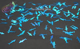 SHARK! blue holographic Shark shaped glitter 15mm