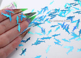 SHARK! blue holographic Shark shaped glitter 15mm