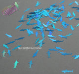 SHARK! blue holographic Shark shaped glitter 15mm