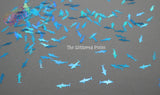 SHARK! blue holographic Shark shaped glitter 15mm