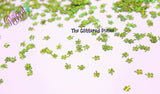 SOUR APPLE GREEN holo fx 4 Leaf Clover shpe glitter