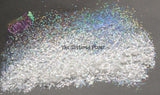 LUMINOUS ALABASTER .8mm translucent white holo glitter- Pixie Glitz-