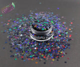 MIDNIGHT HOLLOW holographic 2mm hex glitter- Pixie Glitz Collection