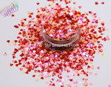RED SPECKLED HEART shape Glitter- Pixie Shapes-