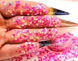 PINK SPECKLED HEART shape Glitter- Pixie Shapes-