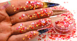 RED SPECKLED HEART shape Glitter- Pixie Shapes-