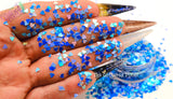 BLUE SPECKLED HEART shape Glitter- Pixie Shapes