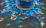 DOLPHIN 10mm shape blue holo Cute Glitter Loose Glitter 4 Nail art Hair Face Fun Body Tumblers Craft supply Resin supply Freshie Glitter