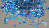 DOLPHIN 10mm shape blue holo Cute Glitter Loose Glitter 4 Nail art Hair Face Fun Body Tumblers Craft supply Resin supply Freshie Glitter