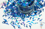 DOLPHIN 10mm shape blue holo Cute Glitter Loose Glitter 4 Nail art Hair Face Fun Body Tumblers Craft supply Resin supply Freshie Glitter