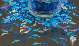 DOLPHIN 10mm shape blue holo Cute Glitter Loose Glitter 4 Nail art Hair Face Fun Body Tumblers Craft supply Resin supply Freshie Glitter