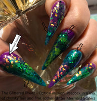 Optical Illusion (Color Shifting): Peacock - Chunky mix. Nail Art Glitter.