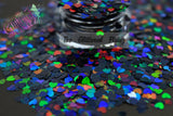 Midnight (black) Holographic 3mm heart glitter - Pixie Shapes collection
