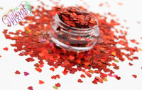 Inferno (Red) Holographic 3mm heart glitter - Pixie Shapes Collection