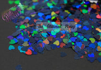 Midnight (black) Holographic 3mm heart glitter - Pixie Shapes collection