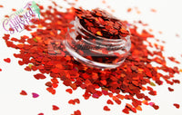 Inferno (Red) Holographic 3mm heart glitter - Pixie Shapes Collection
