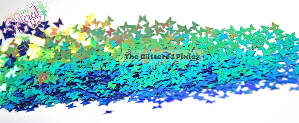 WHIMSICAL (color shift) 3mm butterfly  shape Glitter!