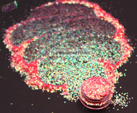 PINK PEACH PASSION - 1mm hex glitter- Summer fantasy Collection