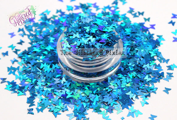 SKY’S THE LIMIT- blue holographic 3mm butterfly glitter- Back to Nature