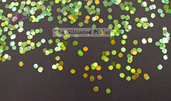 LIL GREEN APPLE 3mm apple shape glitter - Back To Nature Collection