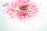 AMORE 3mm iridescent pink heart shaped glitter- Pixie Shapes