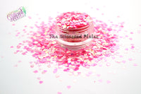 AMORE 3mm iridescent pink heart shaped glitter- Pixie Shapes