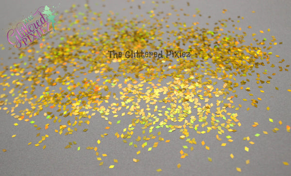 GOLD holographic DIAMOND / RHOMBUS  shape Glitter- Pixie Shapes