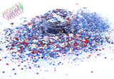 AMERICAN CHRISTMAS- Patriotic Winter glitter mix Loose Glitter for Nail art, Hair, Tumblers, Craft supply, Resin supply, Freshie Glitter