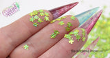 SOUR APPLE GREEN holo fx 4 Leaf Clover shpe glitter